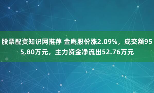 股票配资知识网推荐 金鹰股份涨2.09%，成交额955.80万元，主力资金净流出52.76万元